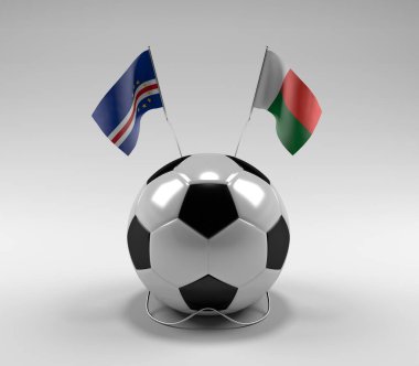 Cape-Verde - Madagaskar Futbol Bayrakları, Beyaz Arkaplan - 3D Render