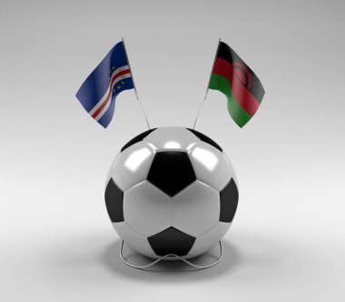 Cape-Verde - Malawi Futbol Bayrakları, Beyaz Arkaplan - 3D Render