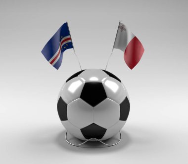 Cape-Verde - Malta Futbol Bayrakları, Beyaz Arkaplan - 3D Render