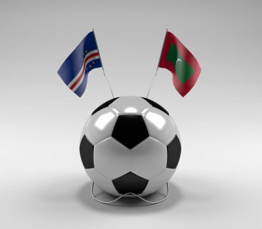 Cape-Verde - Maldivler Futbol Bayrakları, Beyaz Arkaplan - 3D Render