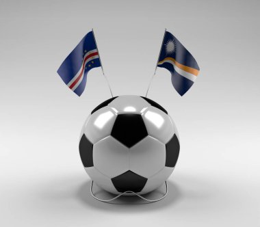 Cape-Verde - Marshall Adaları Futbol Bayrakları, Beyaz Arkaplan - 3D Render