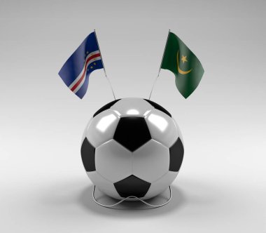 Cape-Verde - Moritanya Futbol Bayrakları, Beyaz Arkaplan - 3D Render
