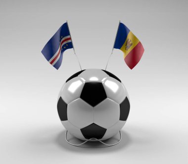 Cape-Verde - Moldova Futbol Bayrakları, Beyaz Arkaplan - 3D Render