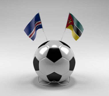 Cape-Verde - Mozambik Futbol Bayrakları, Beyaz Arkaplan - 3D Render