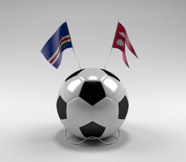 Cape-Verde - Nepal Futbol Bayrakları, Beyaz Arkaplan - 3D Render