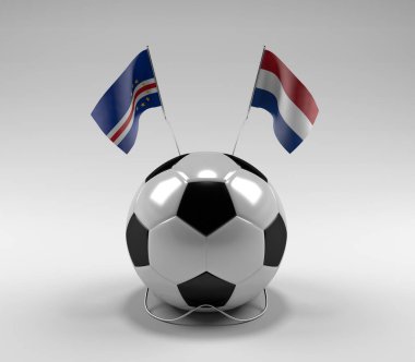Cape-Verde - Hollanda Futbol Bayrakları, Beyaz Arkaplan - 3D Render