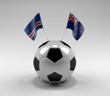 Cape-Verde - Yeni Zelanda Futbol Bayrakları, Beyaz Arkaplan - 3D Render