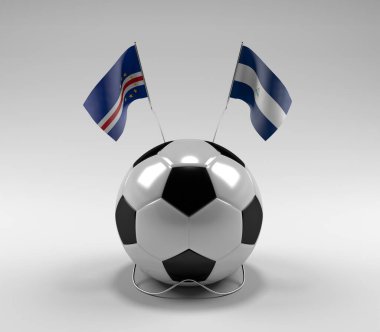 Cape-Verde - Nikaragua Futbol Bayrakları, Beyaz Arkaplan - 3D Render