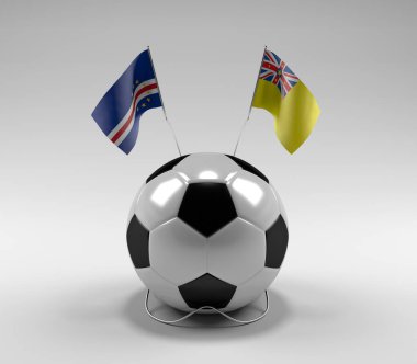 Cape-Verde - Niue Futbol Bayrakları, Beyaz Arkaplan - 3D Render