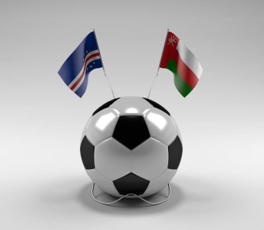 Cape-Verde - Umman Futbol Bayrakları, Beyaz Arkaplan - 3D Render