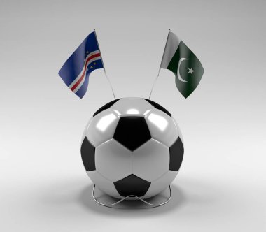 Cape-Verde - Pakistan Futbol Bayrakları, Beyaz Arkaplan - 3D Render