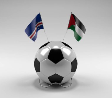 Cape-Verde - Filistin Futbol Bayrakları, Beyaz Arkaplan - 3D Render