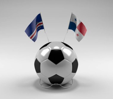 Cape-Verde - Panama Futbol Bayrakları, Beyaz Arkaplan - 3D Render