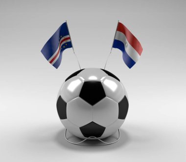 Cape-Verde - Paraguay Futbol Bayrakları, Beyaz Arkaplan - 3D Render