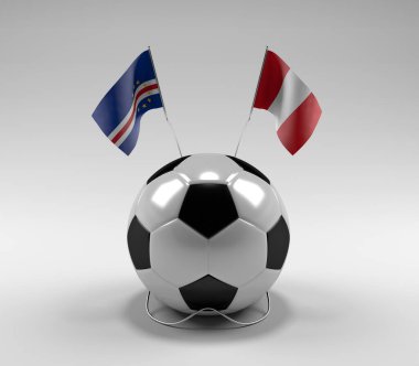 Cape-Verde - Peru Futbol Bayrakları, Beyaz Arkaplan - 3D Render