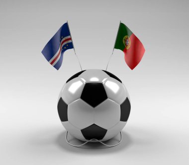 Cape-Verde - Portekiz Futbol Bayrakları, Beyaz Arkaplan - 3D Render