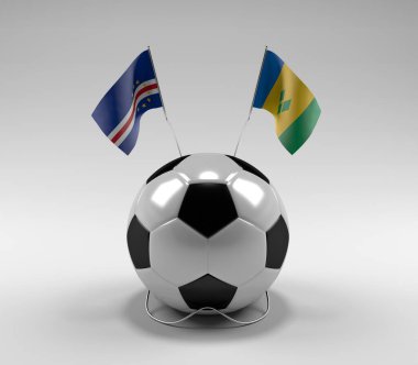 Cape-Verde - Saint-Vincent-and the-Grenadines Futbol Bayrakları, Beyaz Arkaplan - 3D