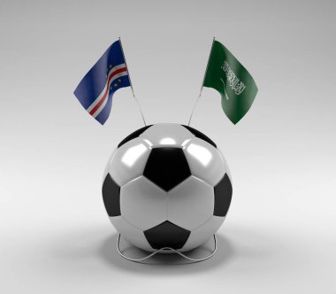 Cape-Verde - Suudi Arabistan Futbol Bayrakları, Beyaz Arkaplan - 3D Render