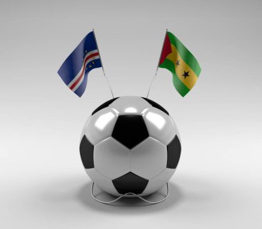 Cape-Verde - Sao-Tome-Principe Futbol Bayrakları, Beyaz Arkaplan - 3D Render