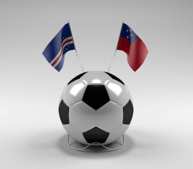 Cape-Verde - Samoa Futbol Bayrakları, Beyaz Arkaplan - 3D Render