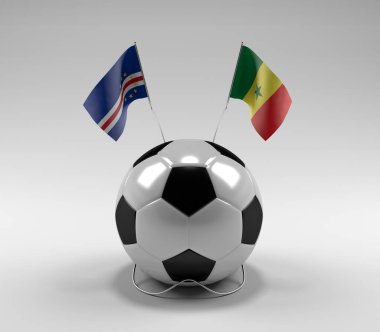 Cape-Verde - Senegal Futbol Bayrakları, Beyaz Arkaplan - 3D Render