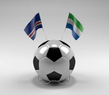 Cape-Verde - Sierra-Leone Futbol Bayrakları, Beyaz Arkaplan - 3D Render