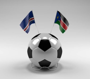 Cape-Verde - Güney Sudan Futbol Bayrakları, Beyaz Arkaplan - 3D Render