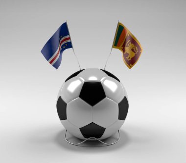 Cape-Verde - Sri-Lanka Futbol Bayrakları, Beyaz Arkaplan - 3D Render