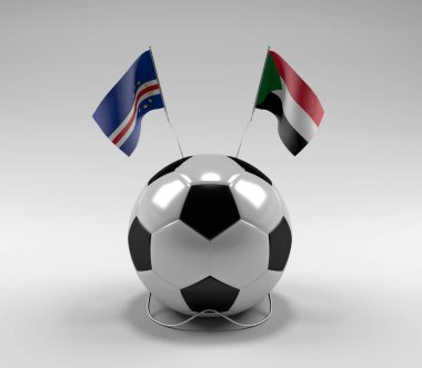 Cape-Verde - Sudan Futbol Bayrakları, Beyaz Arkaplan - 3D Render