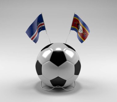 Cape-Verde - Svaziland Futbol Bayrakları, Beyaz Arkaplan - 3D Render