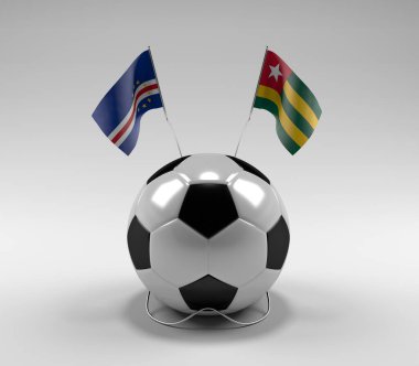 Cape-Verde - Togo Futbol Bayrakları, Beyaz Arkaplan - 3D Render