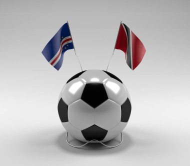 Cape-Verde - Trinidad-and-Tobago Futbol Bayrakları, Beyaz Arkaplan - 3D Render