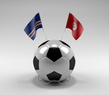 Cape-Verde - Tunus Futbol Bayrakları, Beyaz Arkaplan - 3D Render