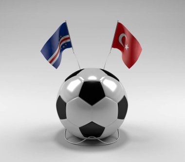 Cape-Verde - Türkiye Futbol Bayrakları, Beyaz Arkaplan - 3D Render