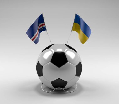 Cape-Verde - Ukrayna Futbol Bayrakları, Beyaz Arkaplan - 3D Render
