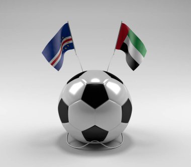 Cape-Verde - Birleşik Arap-Emirlikleri Futbol Bayrakları, Beyaz Arkaplan - 3D Render