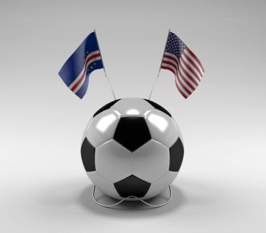 Cape-Verde - Amerika Birleşik Devletleri Futbol Bayrakları, Beyaz Arkaplan - 3D Render