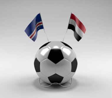 Cape-Verde - Yemen Futbol Bayrakları, Beyaz Arkaplan - 3D Render