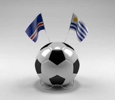 Cape-Verde - Uruguay Futbol Bayrakları, Beyaz Arkaplan - 3D Render