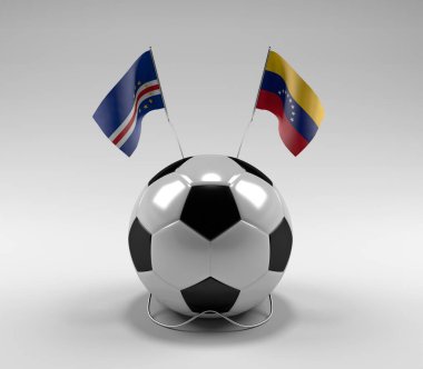 Cape-Verde - Venezuela Futbol Bayrakları, Beyaz Arkaplan - 3D Render