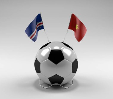 Cape-Verde - Vietnam Futbol Bayrakları, Beyaz Arkaplan - 3D Render