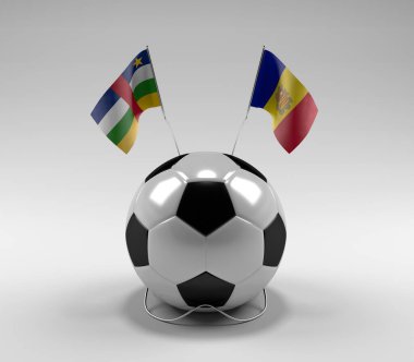 Orta Afrika Cumhuriyeti - Andorra Futbol Bayrakları, Beyaz Arkaplan - 3D Render