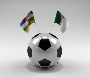 Orta Afrika Cumhuriyeti - Cezayir Futbol Bayrakları, Beyaz Arkaplan - 3D Render