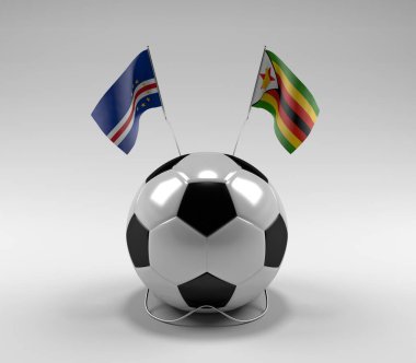 Cape-Verde - Zimbabwe Futbol Bayrakları, Beyaz Arkaplan - 3D Render