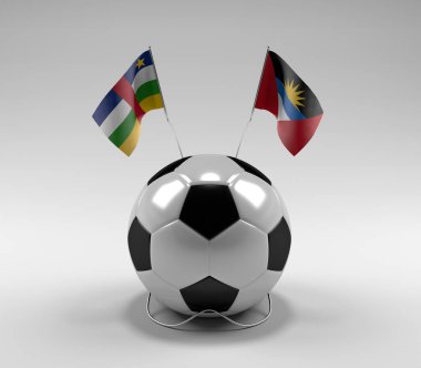Orta Afrika Cumhuriyeti - Antigua ve Barbuda Futbol Bayrakları, Beyaz Arkaplan - 3D Render