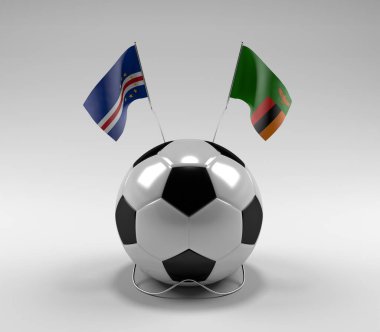 Cape-Verde - Zambiya Futbol Bayrakları, Beyaz Arkaplan - 3D Render