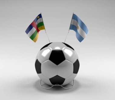 Orta Afrika Cumhuriyeti - Arjantin Futbol Bayrakları, Beyaz Arkaplan - 3D Render