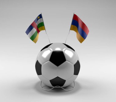 Orta Afrika Cumhuriyeti - Ermenistan Futbol Bayrakları, Beyaz Arkaplan - 3D Render