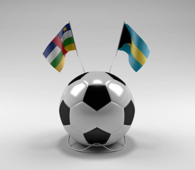 Orta Afrika Cumhuriyeti - Bahamalar Futbol Bayrakları, Beyaz Arkaplan - 3D Render
