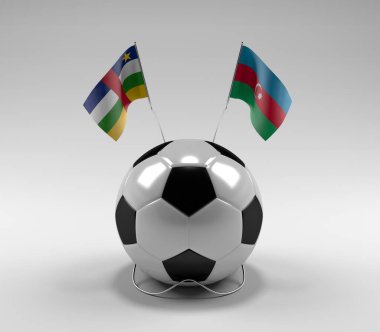 Orta Afrika Cumhuriyeti - Azerbaycan Futbol Bayrakları, Beyaz Arkaplan - 3D Render